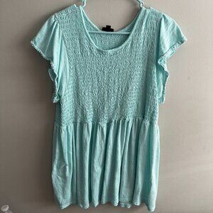 Torrid Mint Green Baby Doll Top Size 3 22/24 Cotton Modal